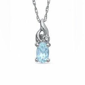 Blue Topaz and Diamond Necklace 10K
